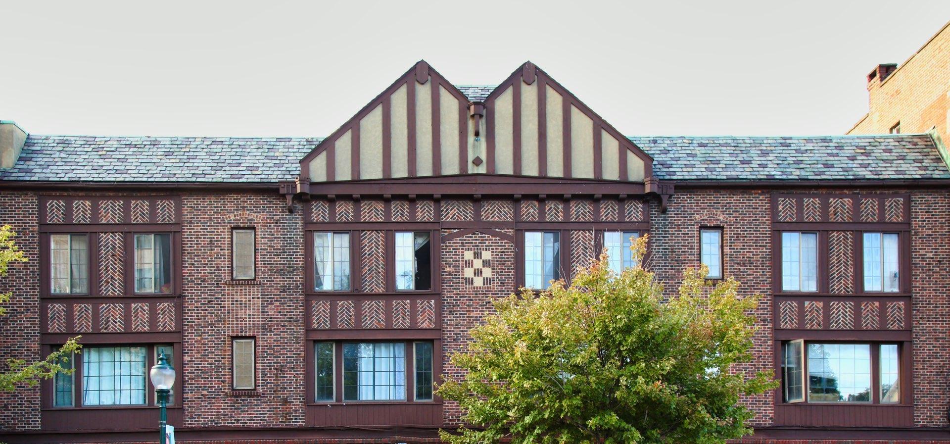 Rooftops Half timbered brickTudor