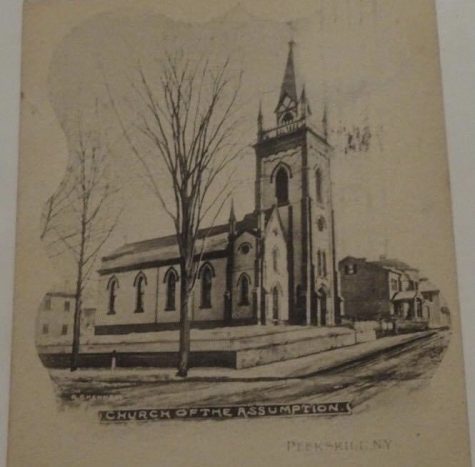 Sketch from a 1907 postcard with image of the church.
