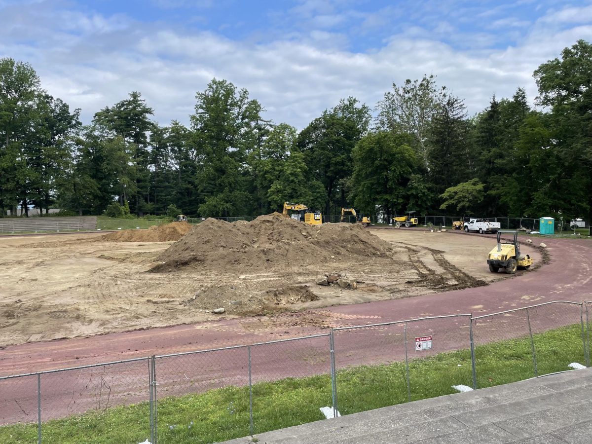 Work continues on the track and field at Depew Park. (Photo by Regina Clarkin) 