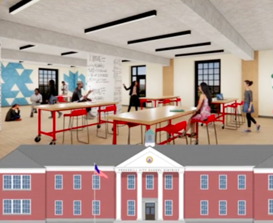 Rendering of new classroom space at the Administration building on Elm Street. 