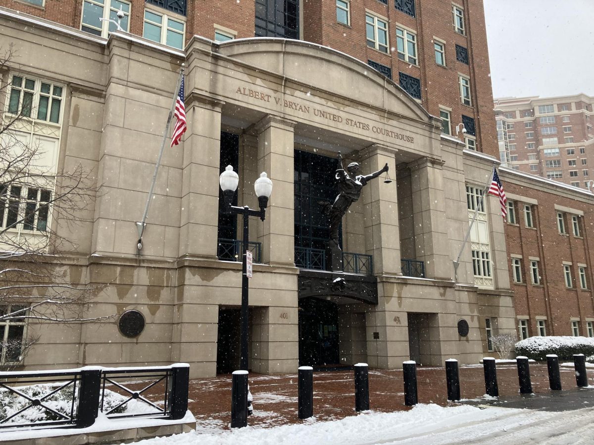 Alexandria courthouse on Friday, January 19. Sentencing was delayed two hours because of snow.  (Photo by Meg Staines) 