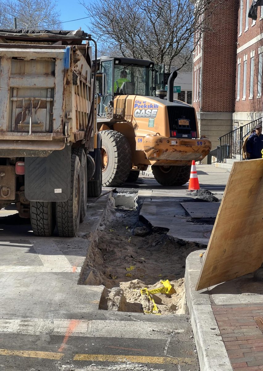 Recent construction in front of City Hall. (Photo by Jim Striebich)