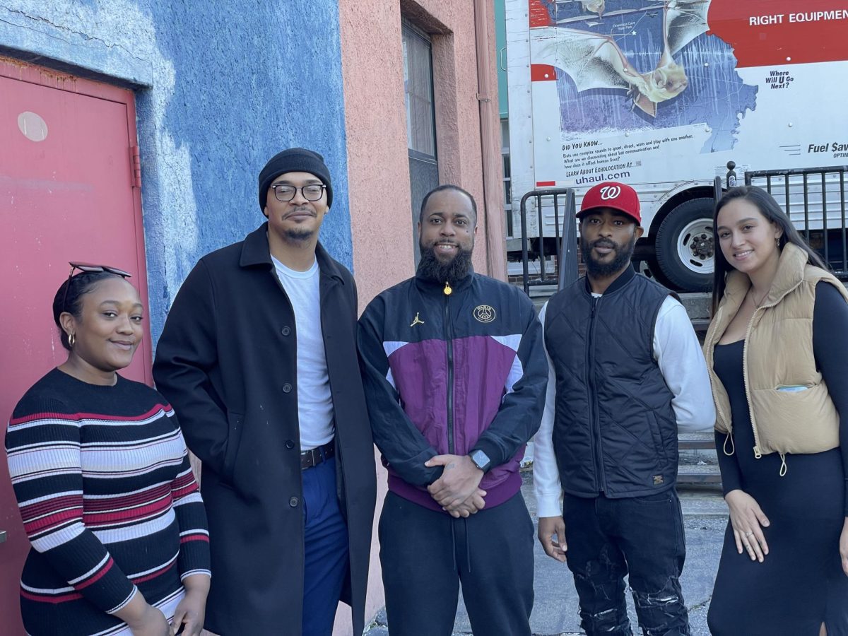 The+owners+of+Red+Door+Creative+Space+in+front+of+the+location+in+downtown+Peekskill.+From+left%2C+Asia+Murrell%2C+Muhammed+Patterson%2C+Naheem+Gross%2C+Pernell+Gross+and+Miriam+Guerrero.+%28Photo+by+Regina+Clarkin%29+