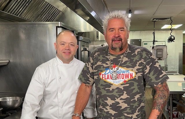 Westchester Diner owner Aristidis Thanos with Guy Fieri of The Food Network. 
