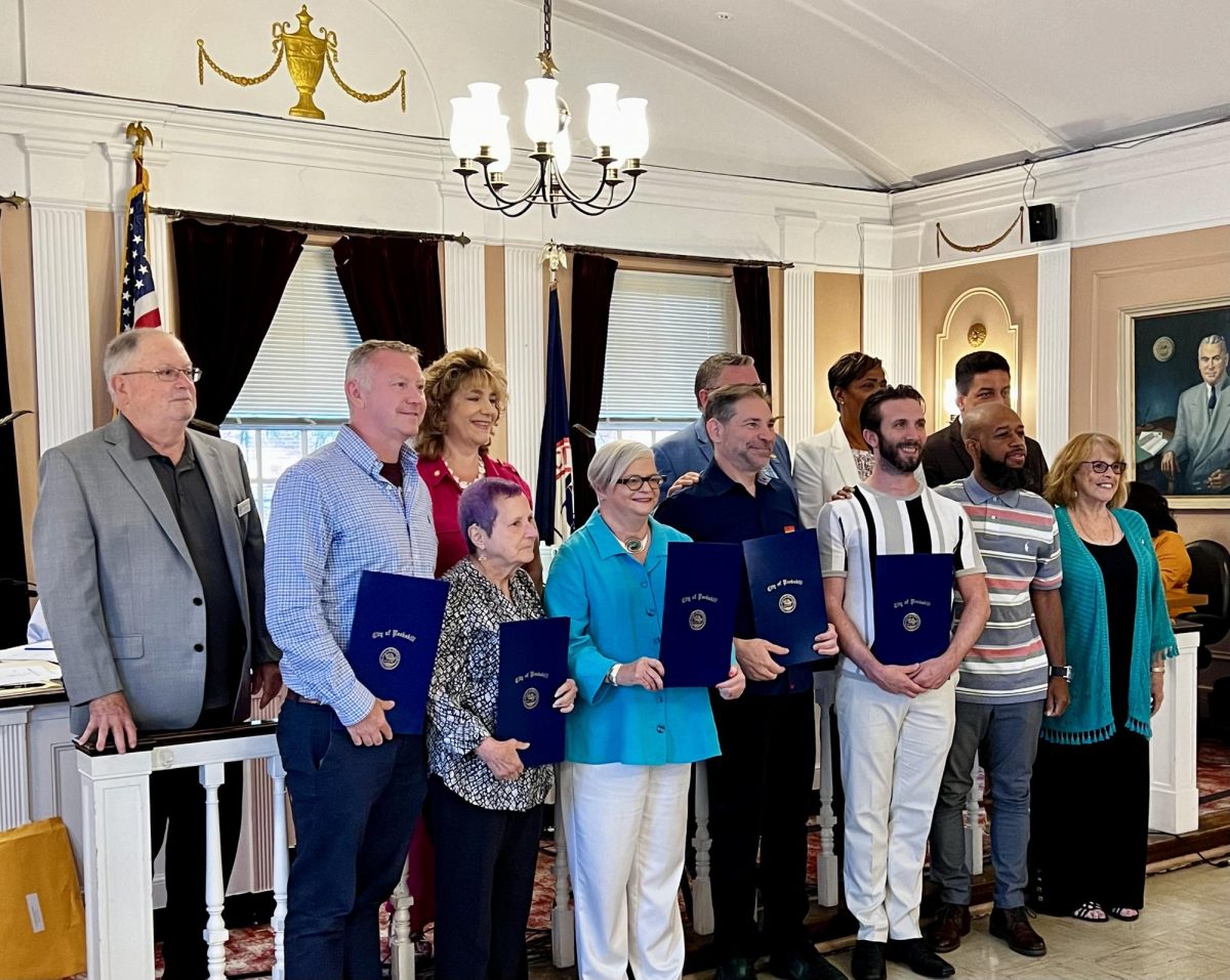 Pride+Month+honorees+holding+their+proclamations+from+left%2C+David+Carpenter%2C+Leslie+Masson%2C+Cynthia+Knox%2C+Sepp+Spenlinhauer%2C+Justin+Wingenroth+with+Peekskill+Common+Council+members.+IPhoto+by+Jim+Striebich%29