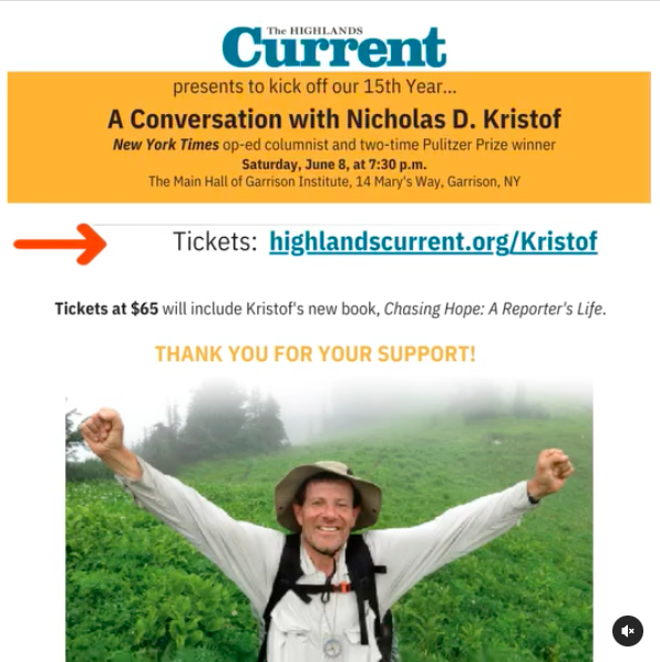 The Highlands Current presents a conversation with Nicholas Kristof