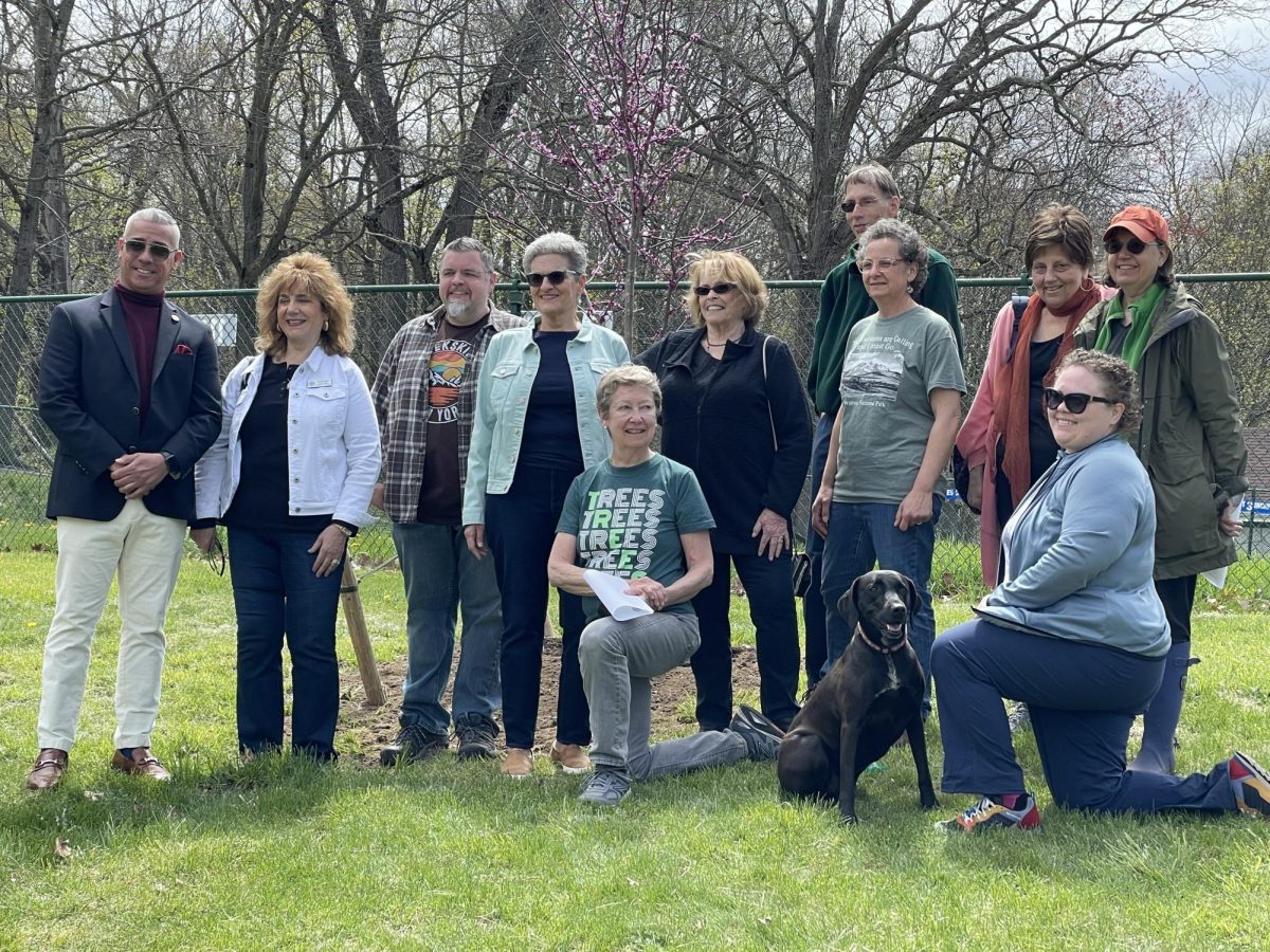 Members of Peekskills Conservation Advisory Council with city and county officials at a tree planting ceremony in Depew Park in April 2022. (Photo by Regina Clarkin) 