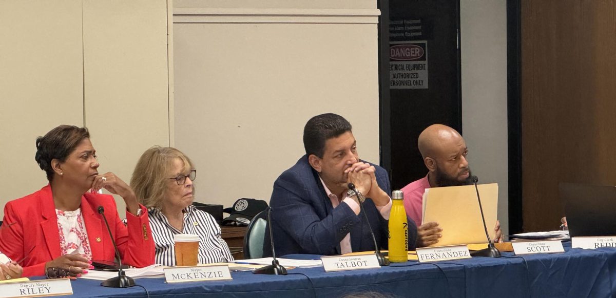 Members of Peekskill's Common Council at the August 12 meeting held at the Neighborhood Center. (Photo by Jeff Merchan)