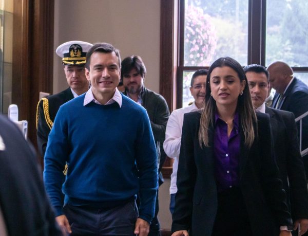 Ecuadorian President Daniel Noboa entering Peekskill's Central Firehouse on Saturday morning. 