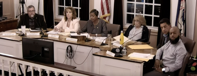 The Democratic Common Council at Monday's meeting. Councilmen Dwight Douglas is not present. From left, Brian Fassett, Patricia Riley, Mayor Vivian McKenzie, Kathie Talbot, Ramon Fernandez, Rob Scott. 