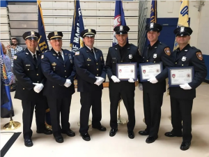 Five years ago the Peekskill police department had three graduates from the county police academy. Officer Angelo Cintron Jr.,fourth from left, remains on the force. 