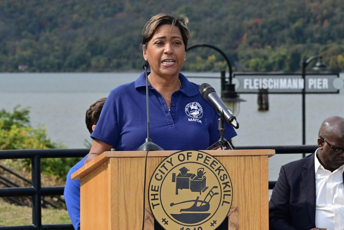 Mayor Vivian McKenzie at the Fleischmann's Pier opening in October. 