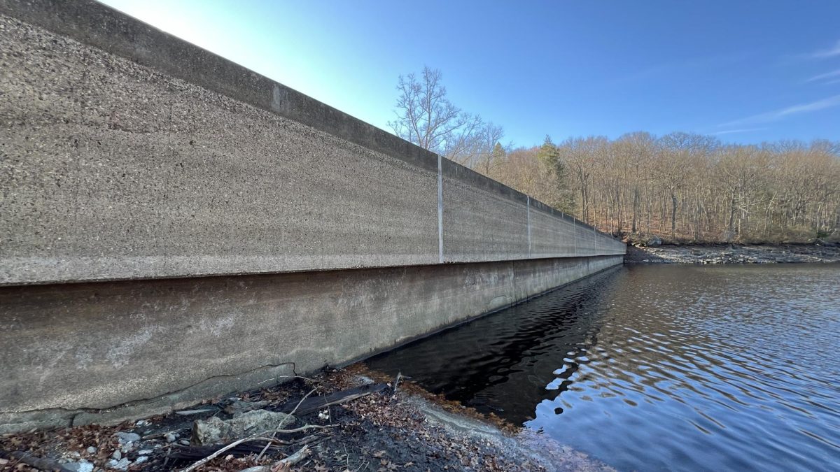 Spillway from the lower dam on Sunday, November 17, the spillway opens into the Hollowbrook. 