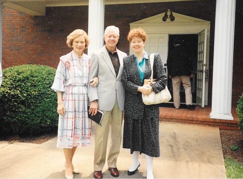 Regina Clarkin (on right) with Rosalynn and Jimmy Carter, Maranatha Baptist Church, Plains, Georgia July 1989  