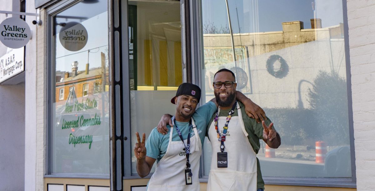 Pernell (left) and Naheem Gross in front of Valley Greens on Central Avenue in Peekskill.