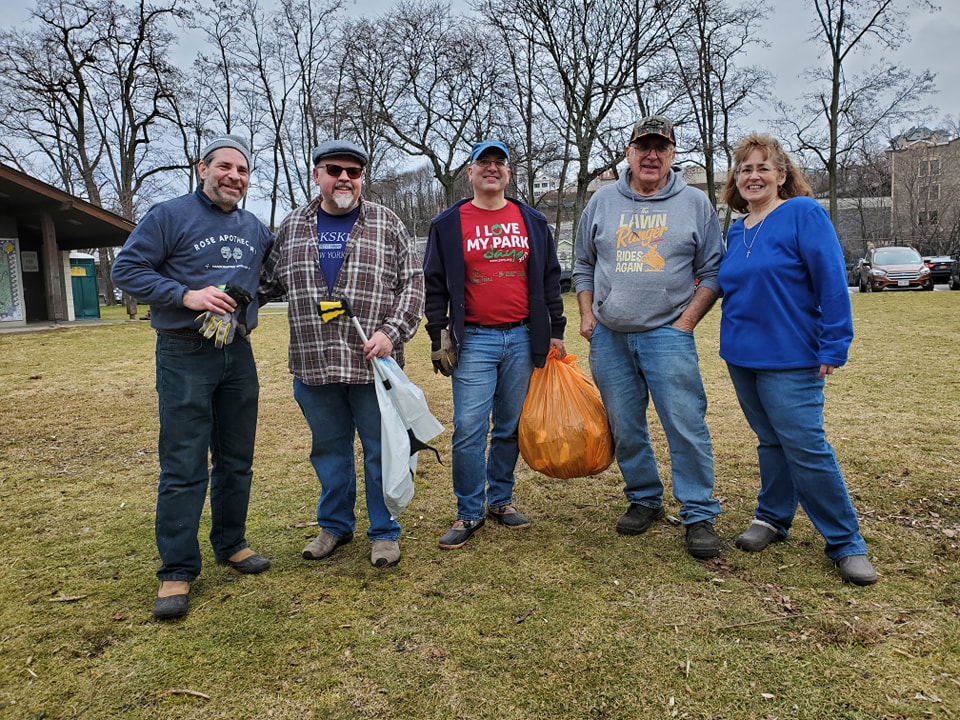 Volunteers at the January 2024 #PeekskillCleanRoutine cleanup of the Riverfront Green.