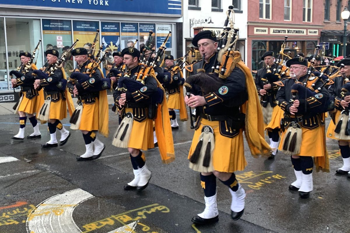 The Police Emerald Society of Westchester County marching in the 2024 St. Patrick's parade in Peekskill