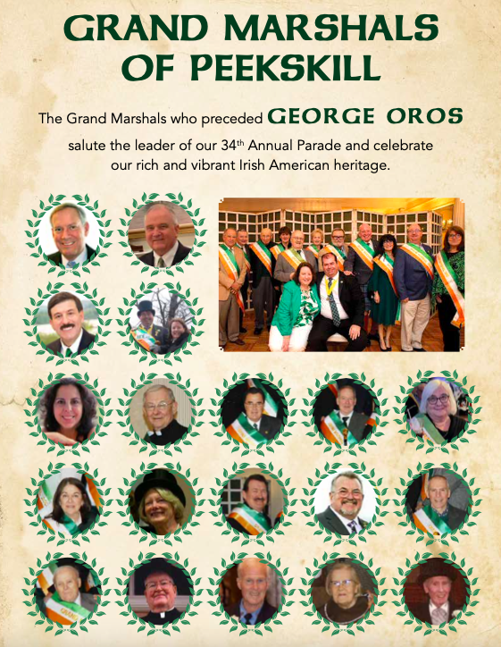 Grand Marshal George Oros and Bagpiper Joe Brady lead the parade March 15, followed on March 16 by music performances at the Paramount