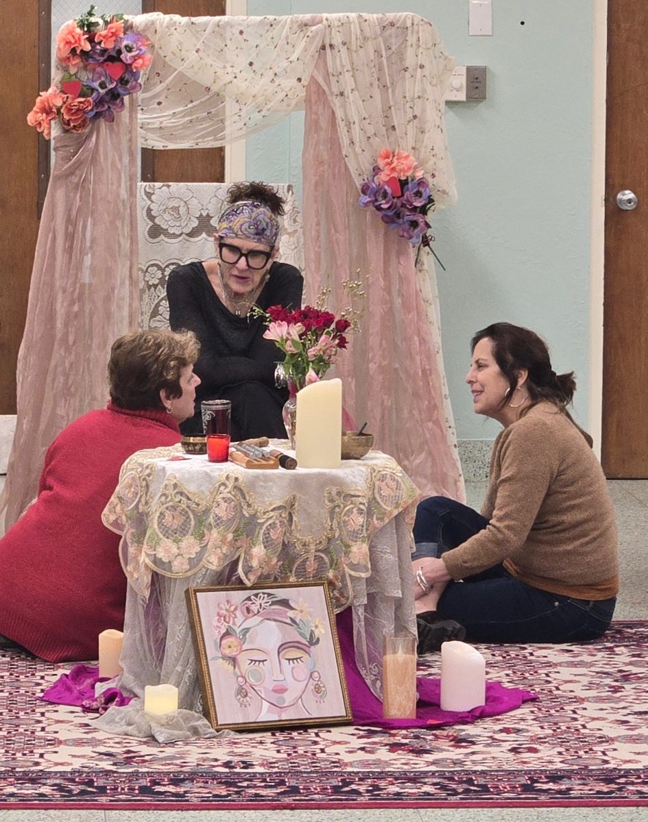 Kacey Morabito Grean (right) and sister Maria (center) with attendee at Shine On Women’s Wellness Weekend retreat at The Center at Mariandale in Ossining in February 2025.