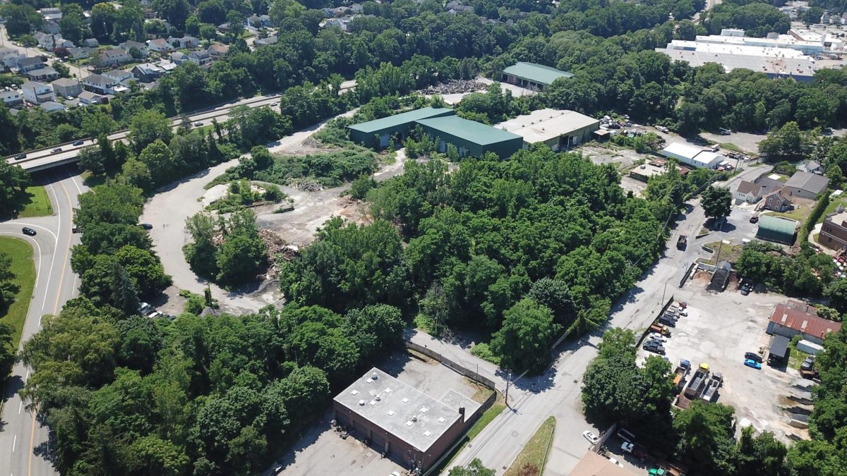 Drone image of the 12-acre site on Lower South Street that has stirred controversy for more than a decade. (MJM Television and Video Productions) 