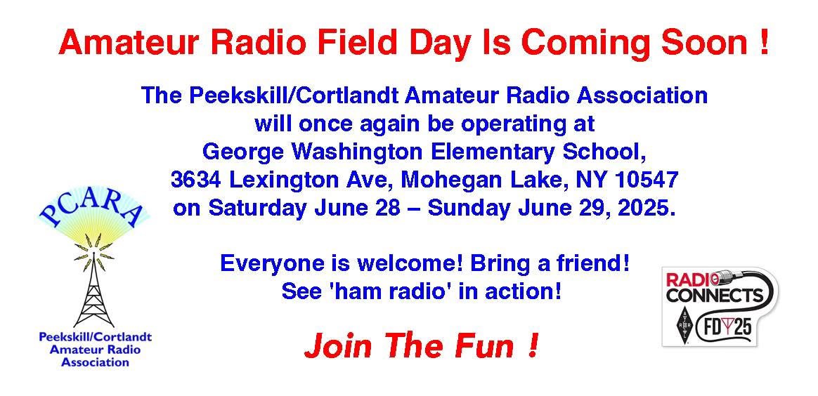 The Amateur Radio Field Day is a national event held every year on the last weekend of June. (PCARA)