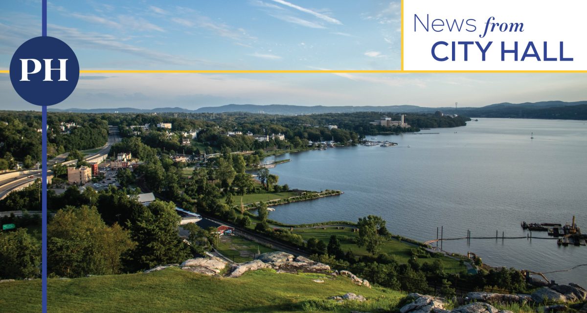 View of Peekskill riverfront from Abbey Inn atop Fort Hill. (Chloe Trieff)