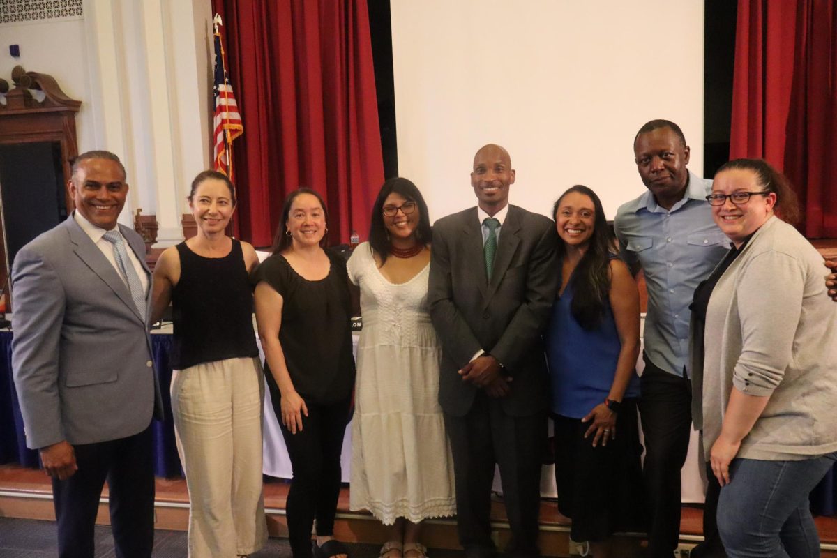 From left: Superintendent Dr. David Mauricio with the 2025/26 school year Board of Education – Branwen MacDonald, Christina Washington, Amy Vele, Allen Jenkins, Mary Angel Flores, Frank Robinson, Jr., and Jillian Villon. (Eric Harvey)