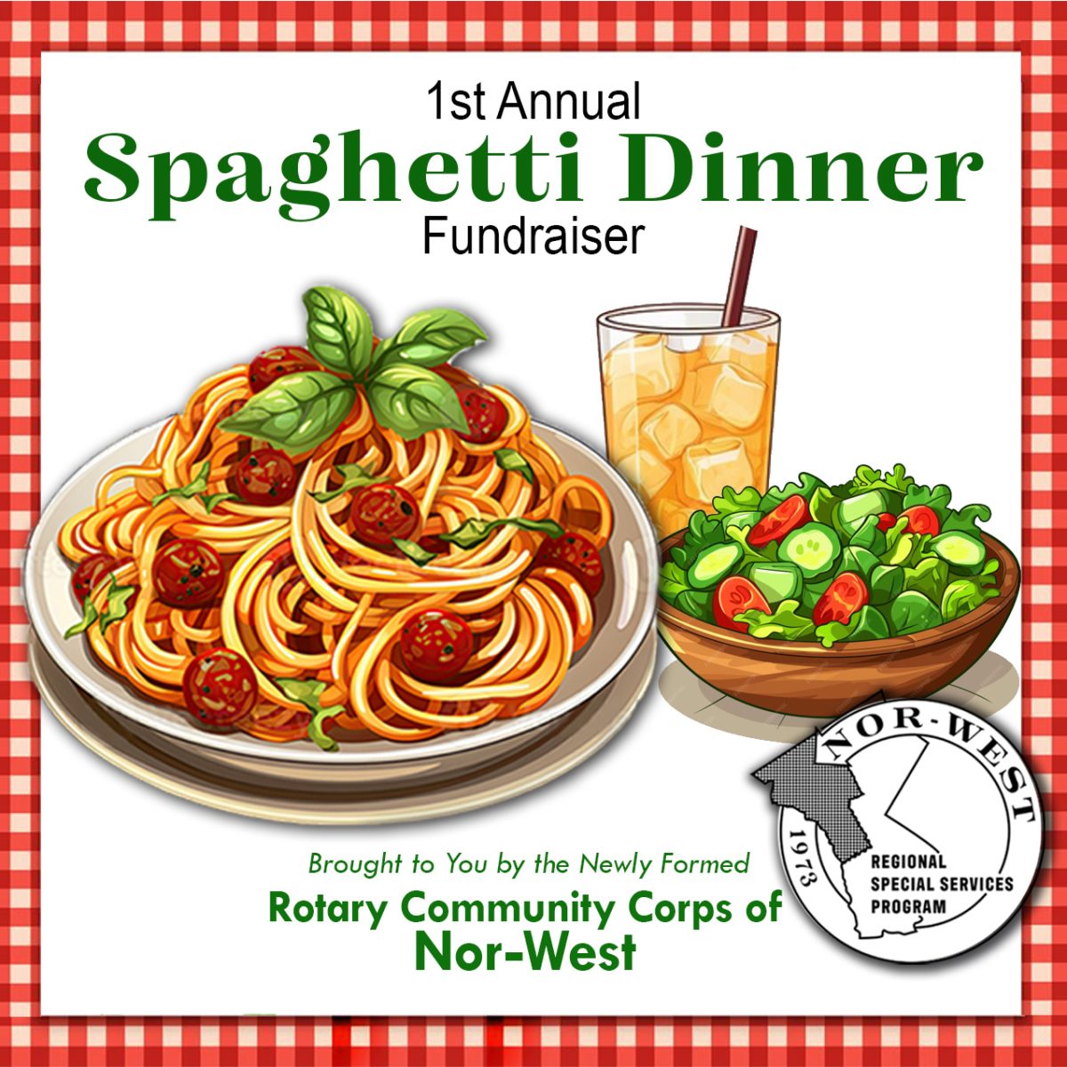Flyer for the annual Spaghetti Dinner hosted by RCC Nor-West in collaboration with the Rotary Club of Cortlandt Manor. (Maureen Winzig)]