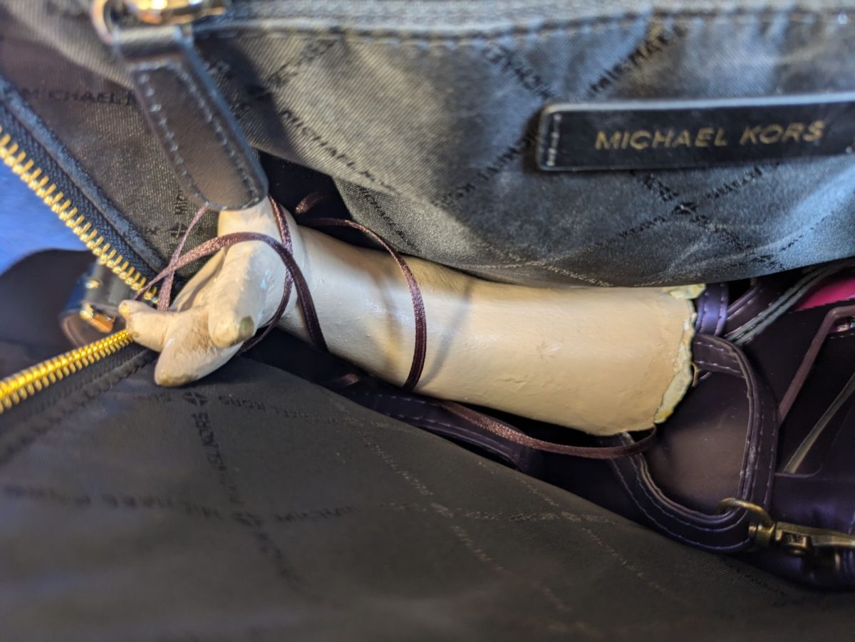 The broken arm was nestled in the purse of Antoinette Pio. 