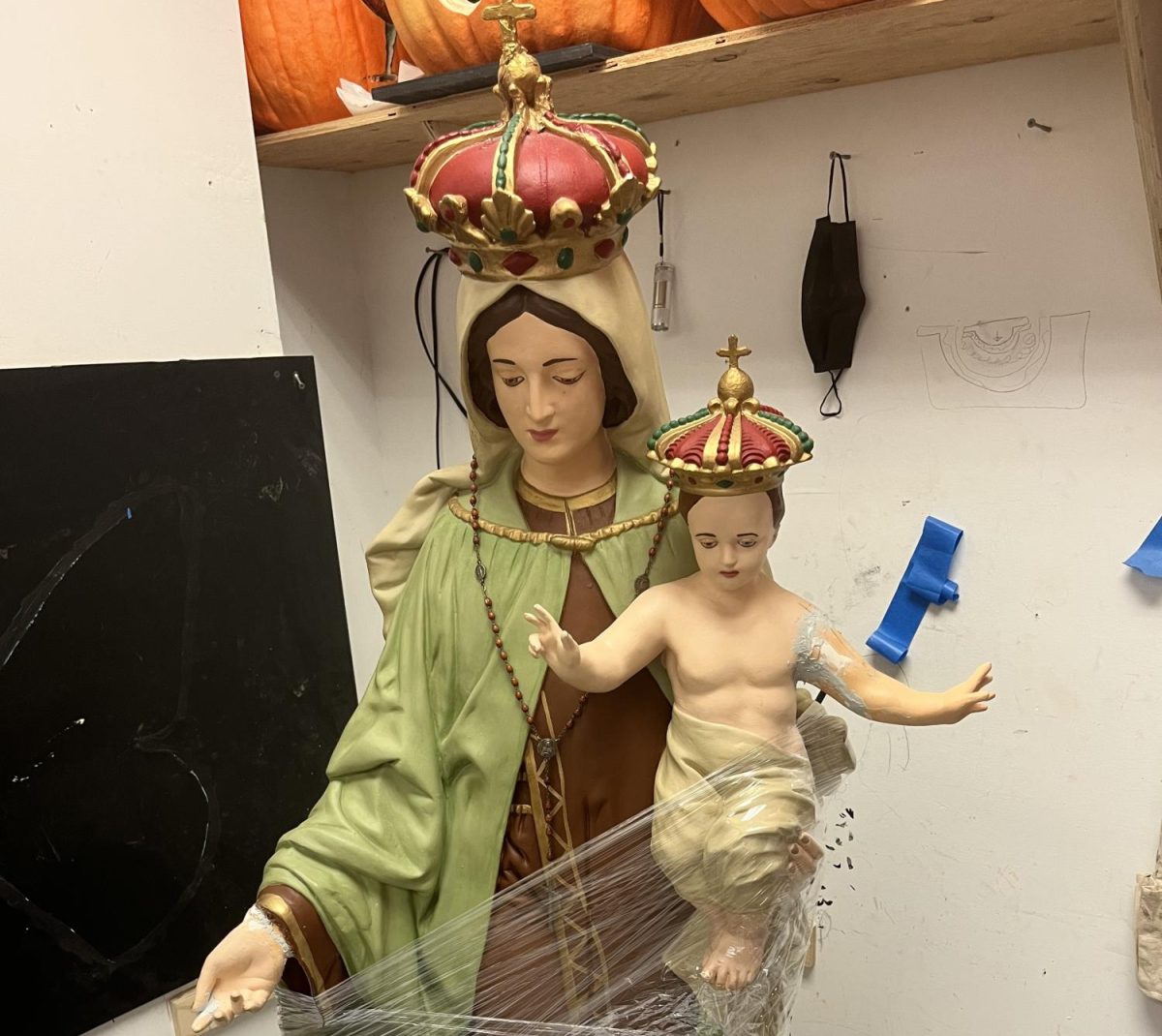The repaired statue of Virgin of Mt. Carmel. 