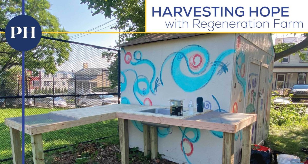 A new watering station was built during Men's Day at the Farm. 