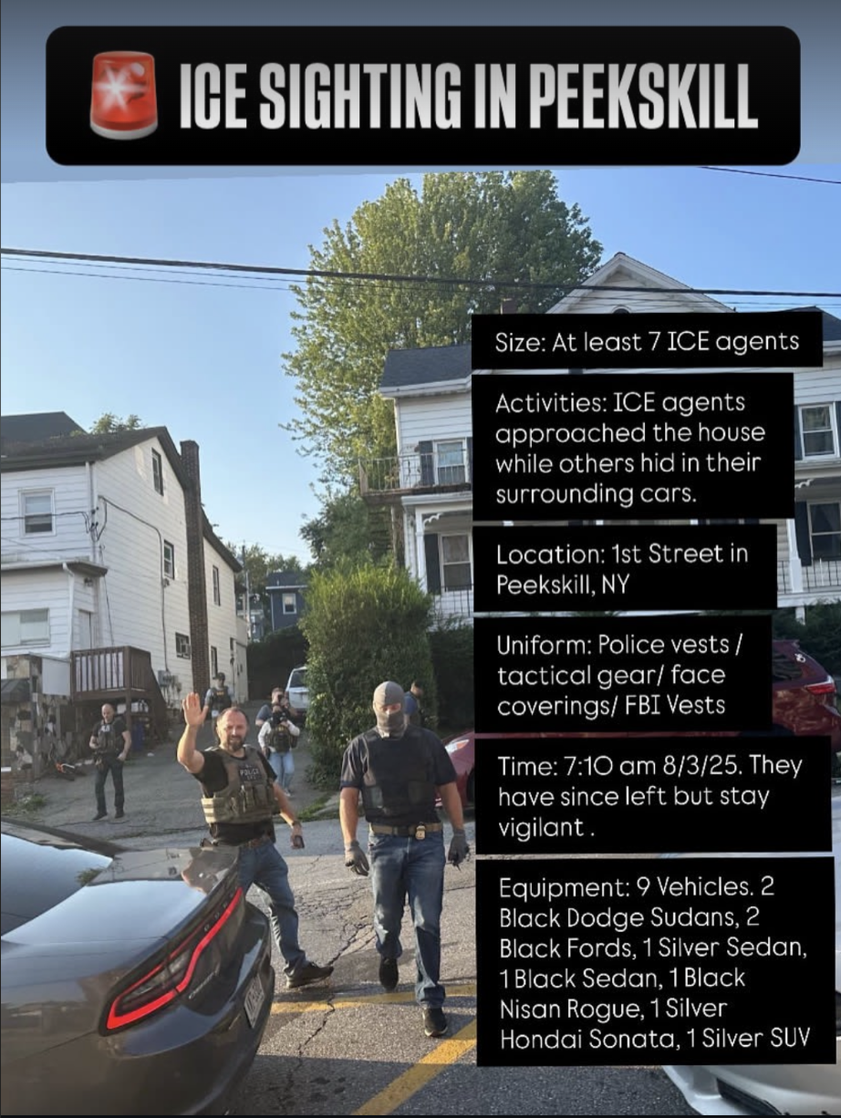 Nine unmarked vehicles with agents were spotted but ultimately left without incident