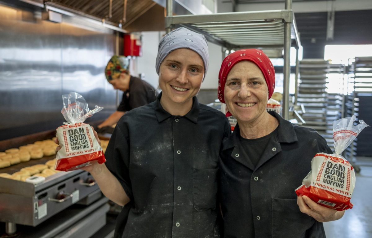 Olivia and Denise Weale at their production facility on Charles Point. 