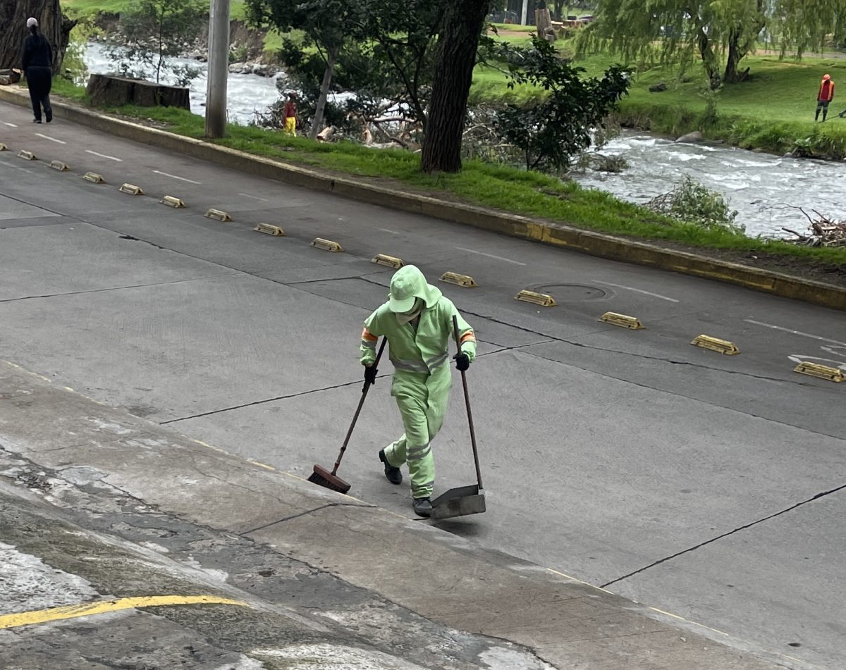 A street sweeper in Cuenca, Ecuador 