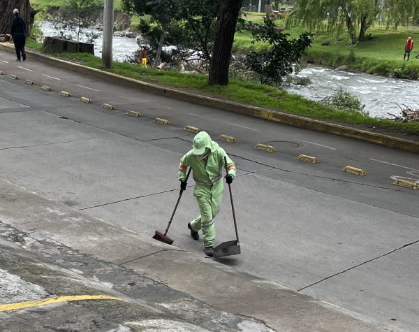A street sweeper in Cuenca, Ecuador 