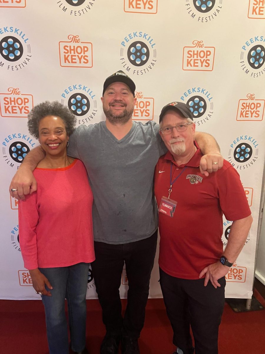 Peekskill Film Festival selection committee (from left) Carol Bash, Christopher Fox, John Morgan at 2025 event. 