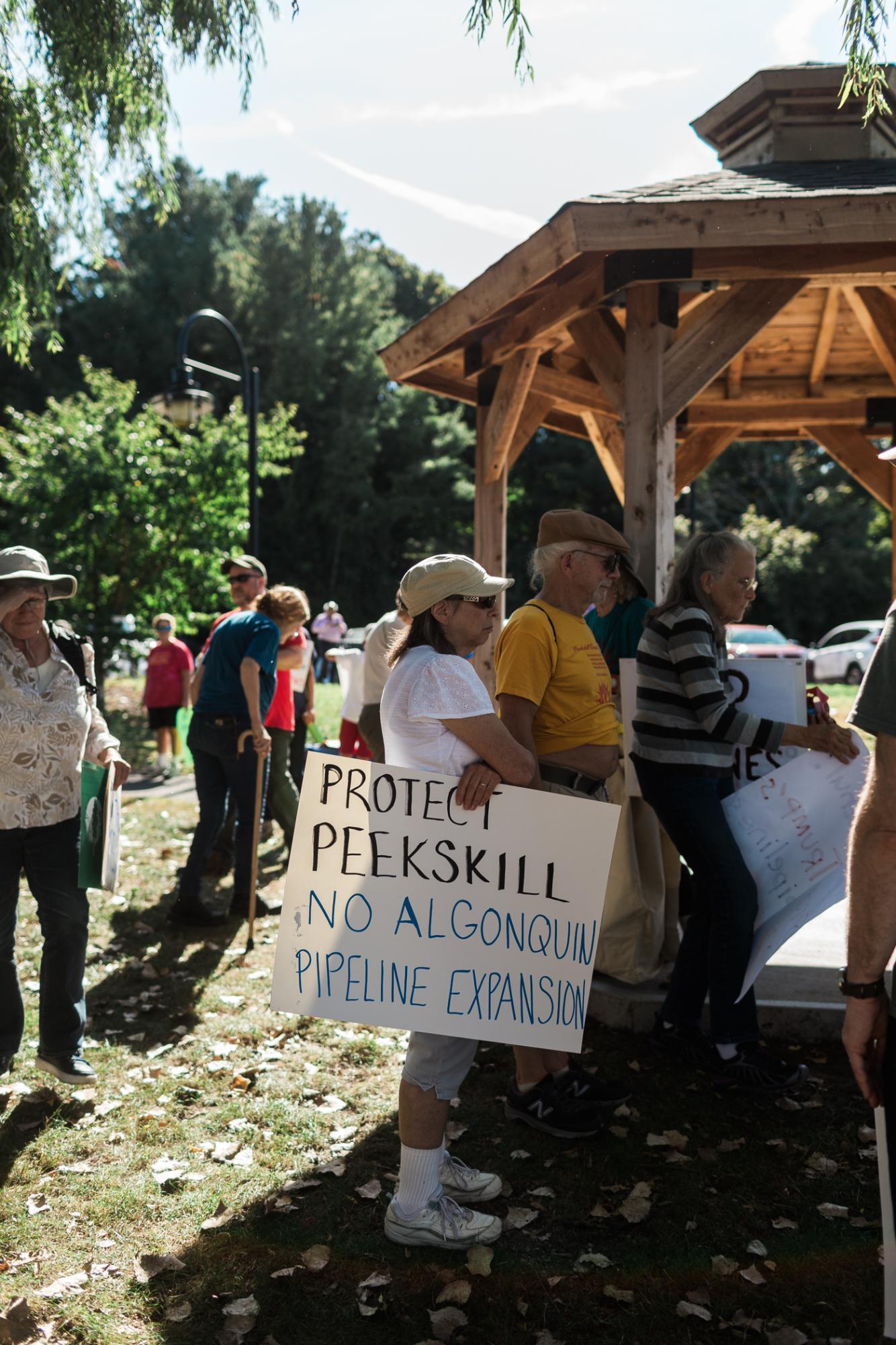 More than 100 anti-fracking protesters gathered Oct. 4 at the Peekskill waterfront to state their case
