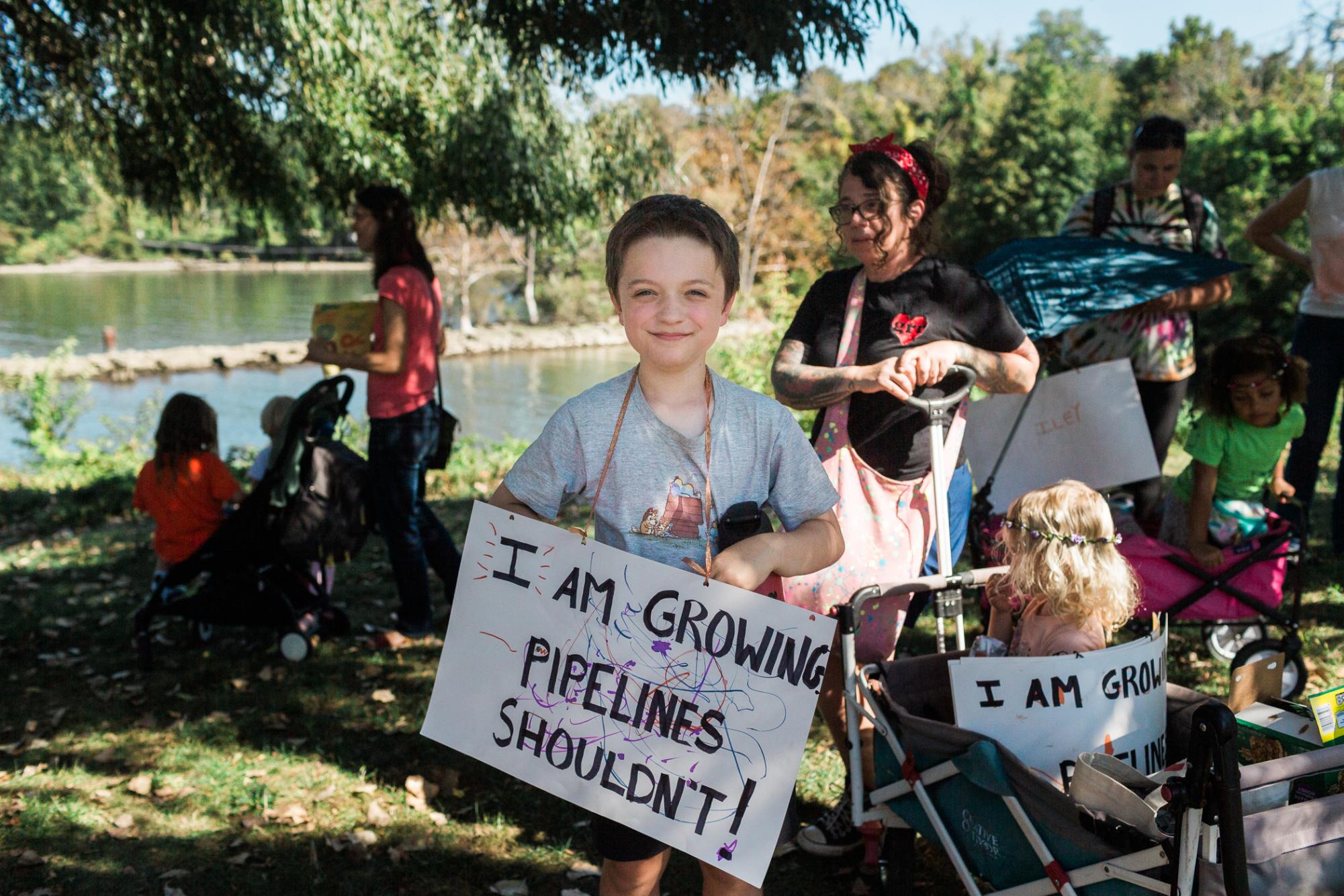 More than 100 anti-fracking protesters gathered Oct. 4 at the Peekskill waterfront to state their case
