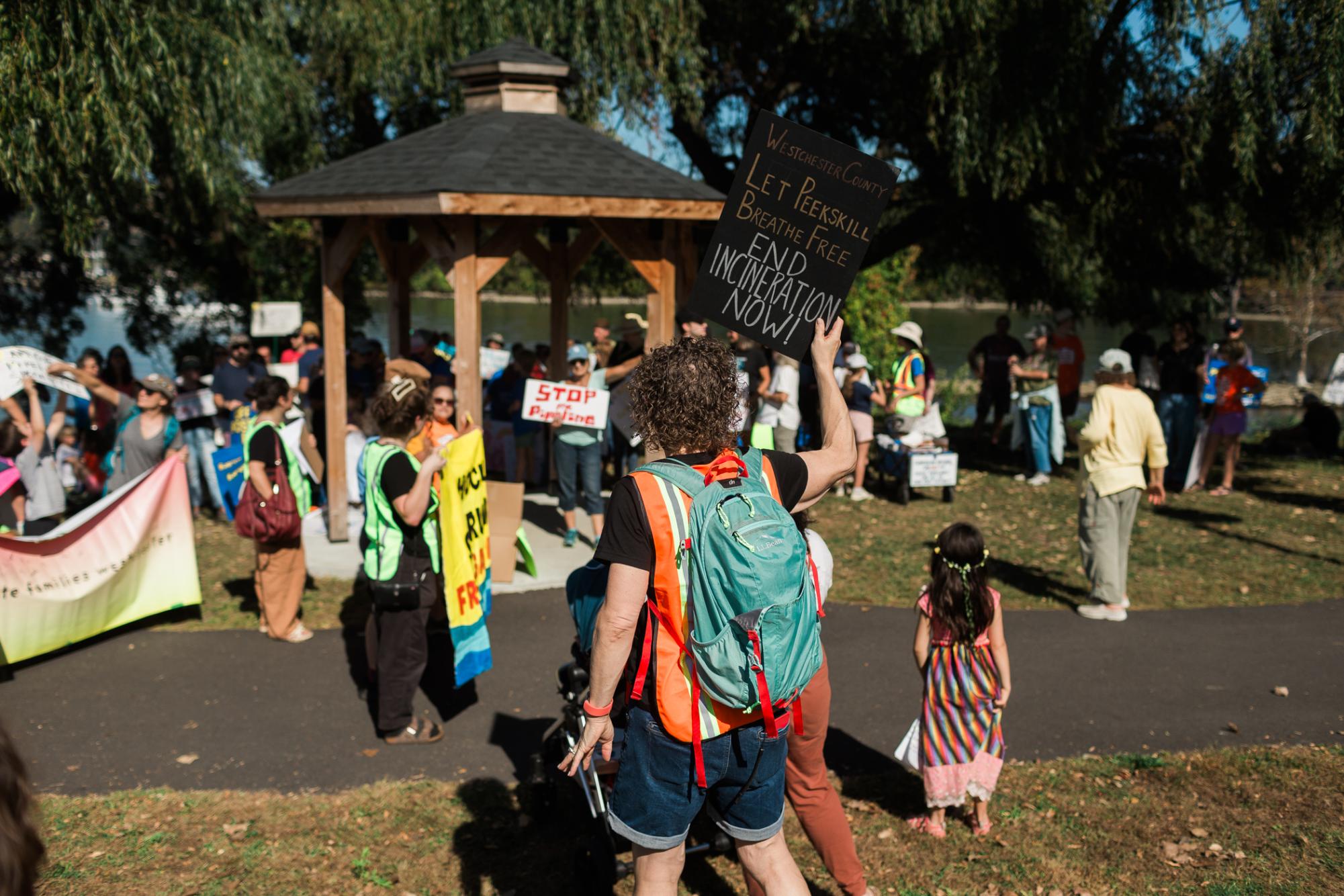 More than 100 anti-fracking protesters gathered Oct. 4 at the Peekskill waterfront to state their case