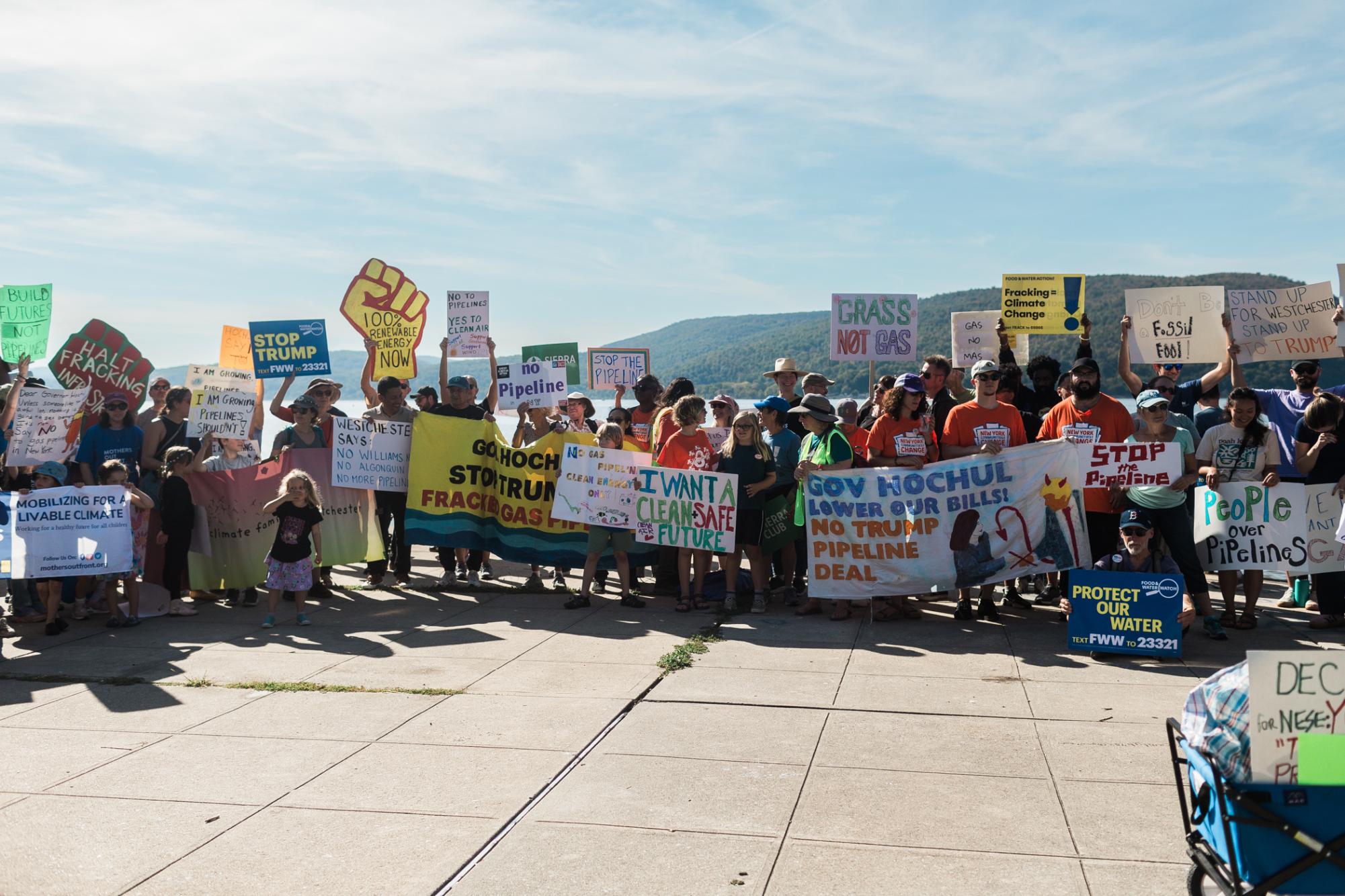 More than 100 anti-fracking protesters gathered Oct. 4 at the Peekskill waterfront to state their case