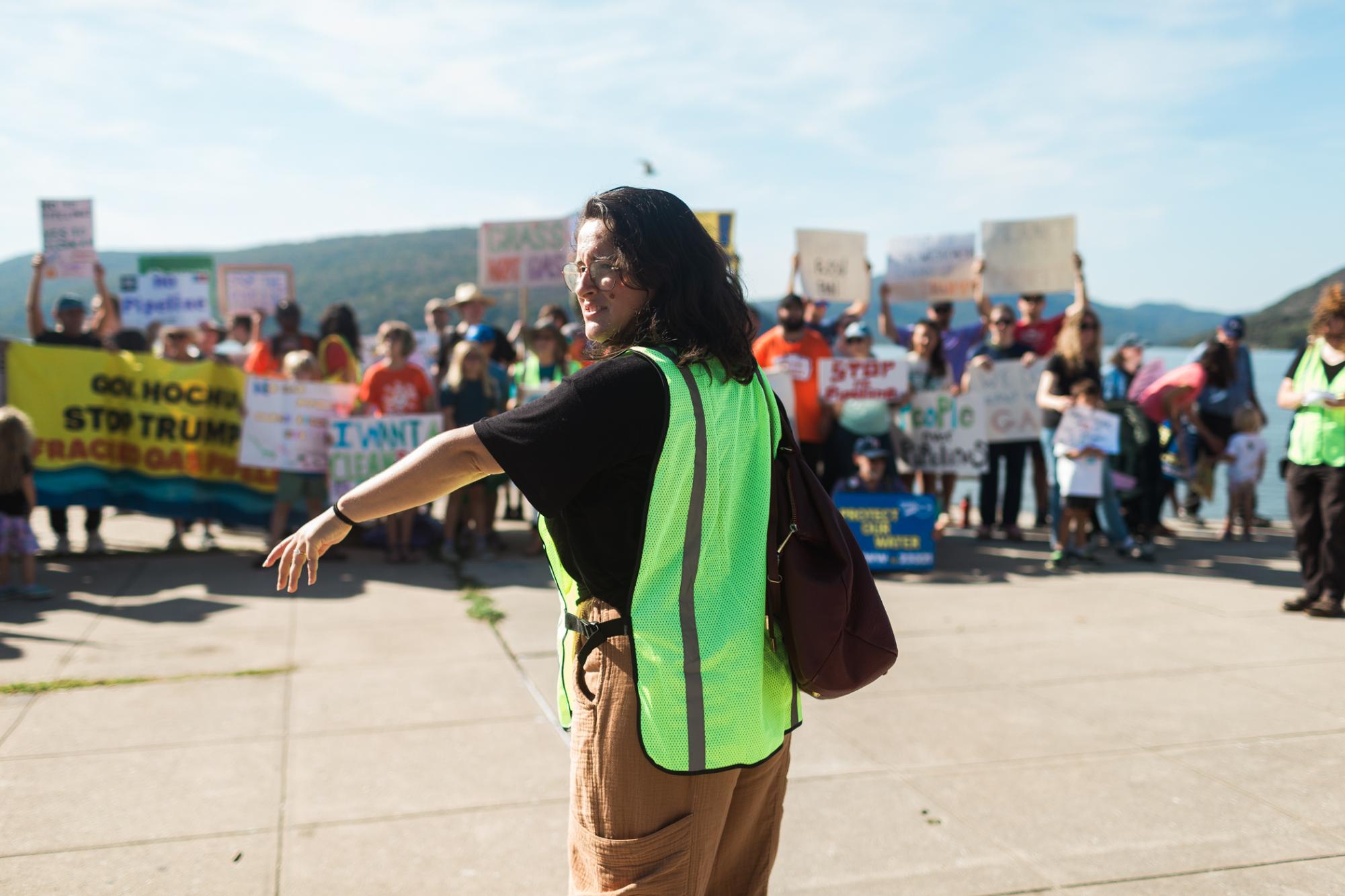 More than 100 anti-fracking protesters gathered Oct. 4 at the Peekskill waterfront to state their case