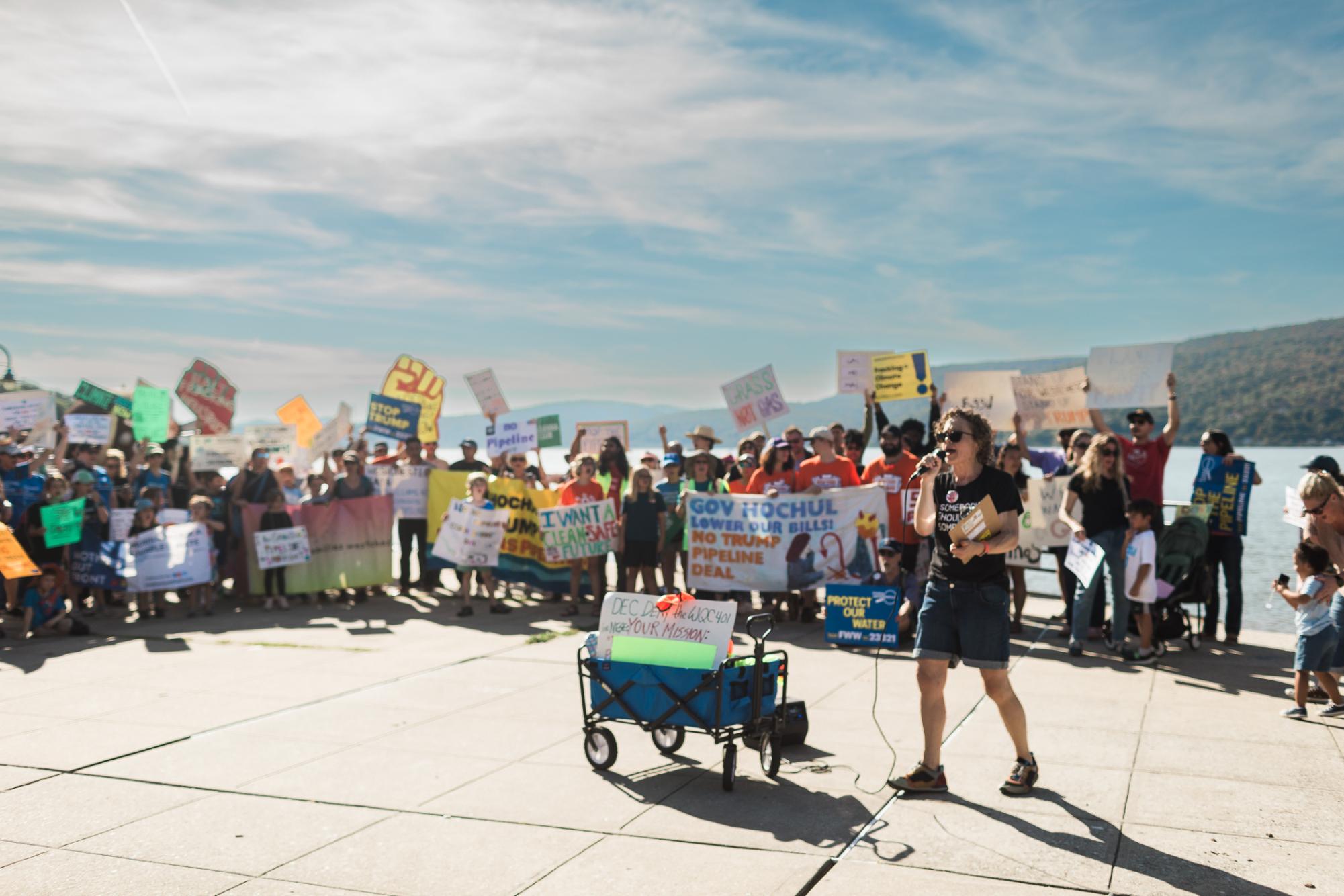 More than 100 anti-fracking protesters gathered Oct. 4 at the Peekskill waterfront to state their case