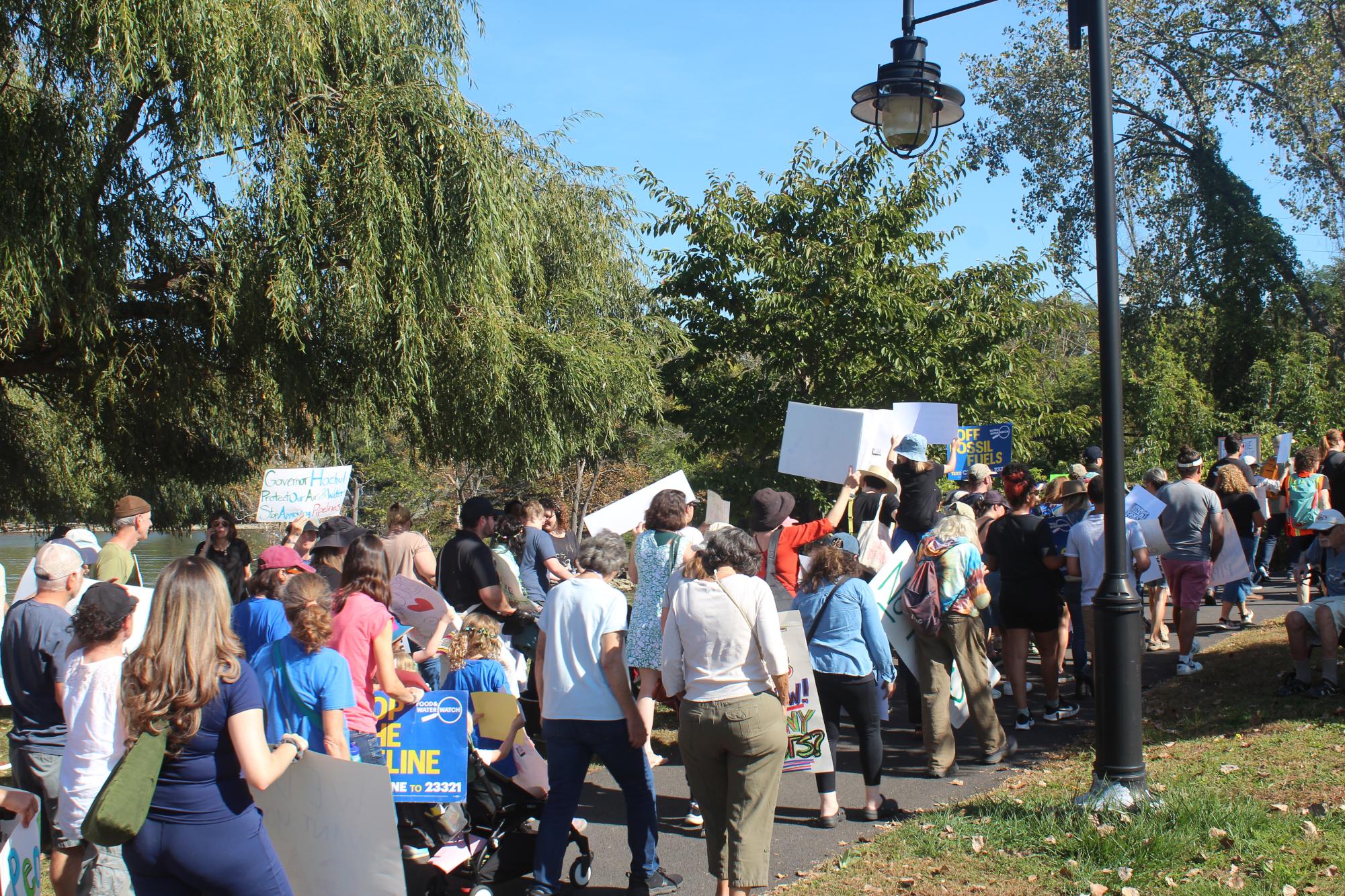 More than 100 anti-fracking protesters gathered Oct. 4 at the Peekskill waterfront to state their case