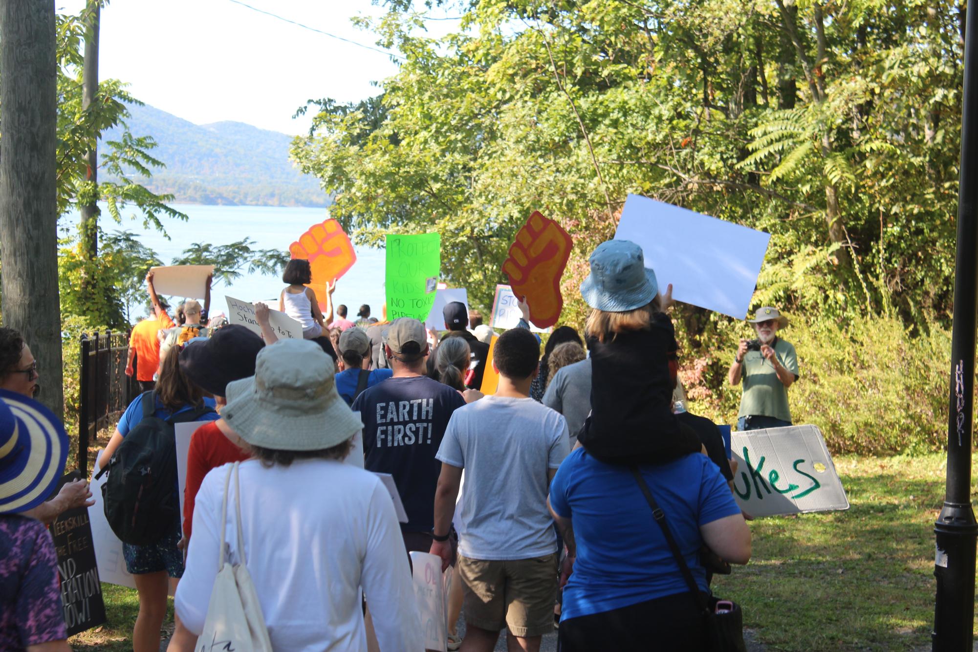 More than 100 anti-fracking protesters gathered Oct. 4 at the Peekskill waterfront to state their case