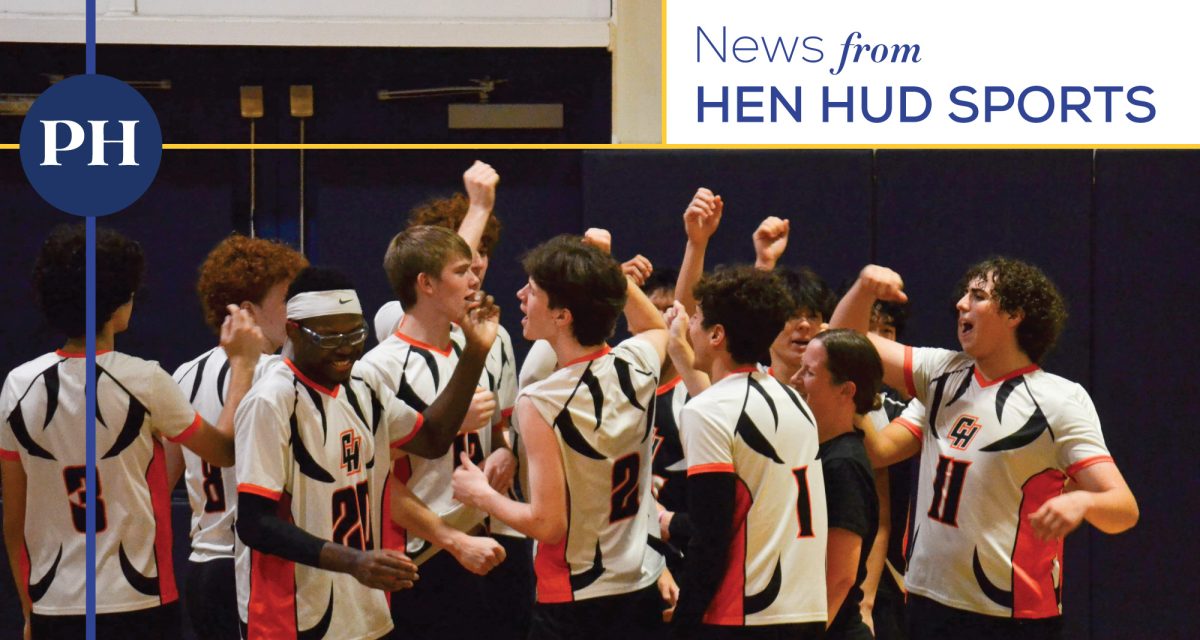 Croton/Hen Hud/Briarcliff boys volleyball team huddle. 