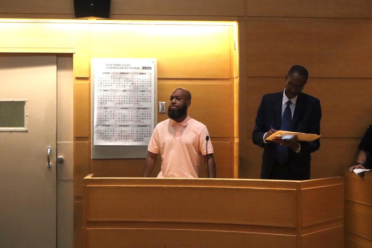 Robert Scott (left) stands with his attorney, Mayo Bartlett, on Oct. 7.