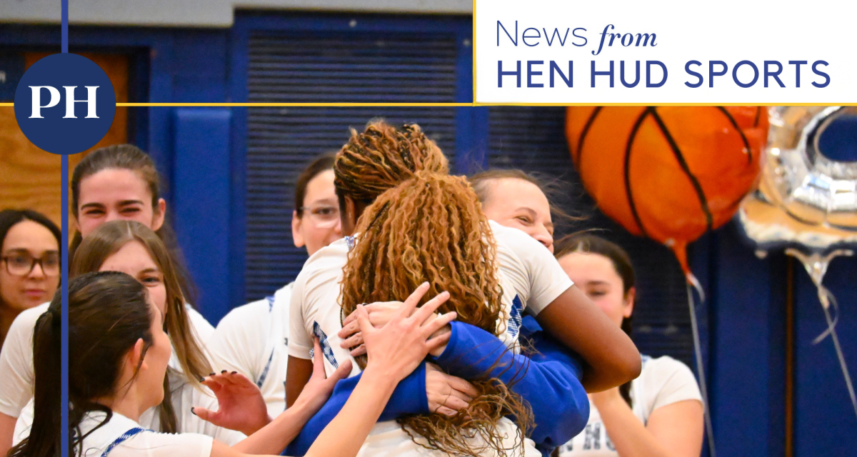Elyse Smith and Hen Hud girls basketball coach Megan Boyle embrace after a buzzer-beater against Croton on Jan. 24.