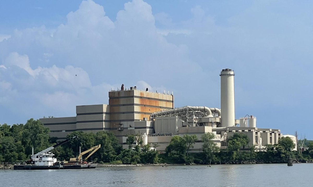 WIN Waste Westchester waste-to-energy facility incinerator, as seen from Fleischmann Pier in January 2025. 