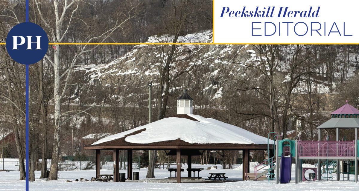 Gazebo and playground at Riverfront Green Park where Damar Fields' physical encounter with Peekskill Police took place in December 2025. (Photo by Regina Clarkin) 