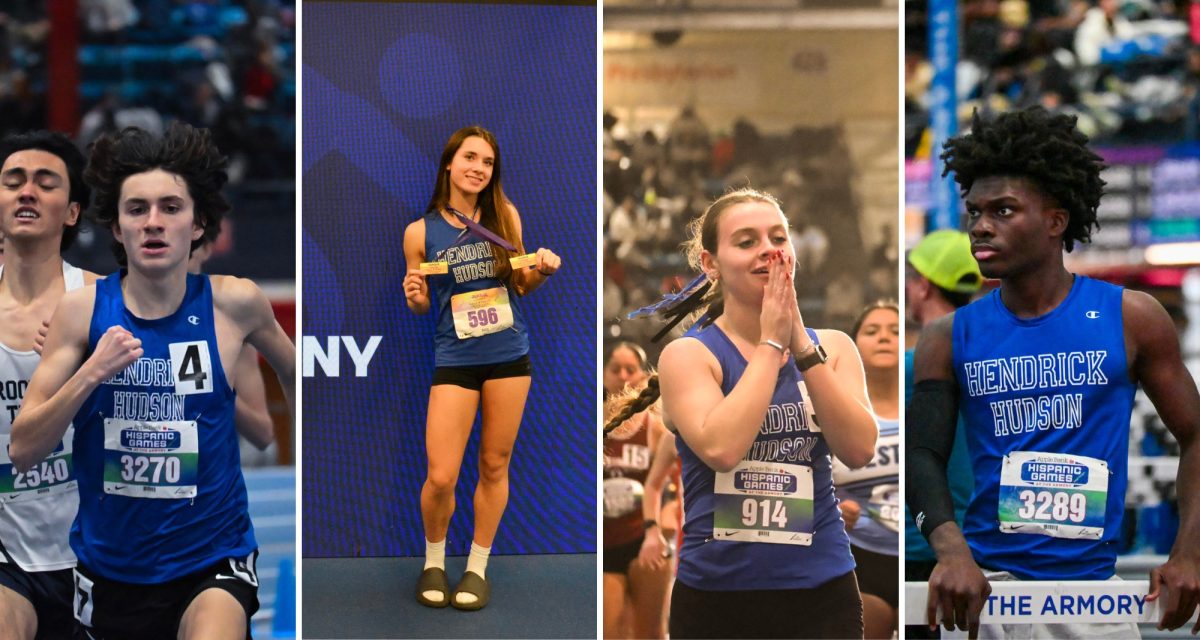 Hen Hud athletes competed at the NYS/Federation championships on March 6-7. (From left) Victor Delgado, Sophia Savatgy, Chloe Howard, Perry Quaye